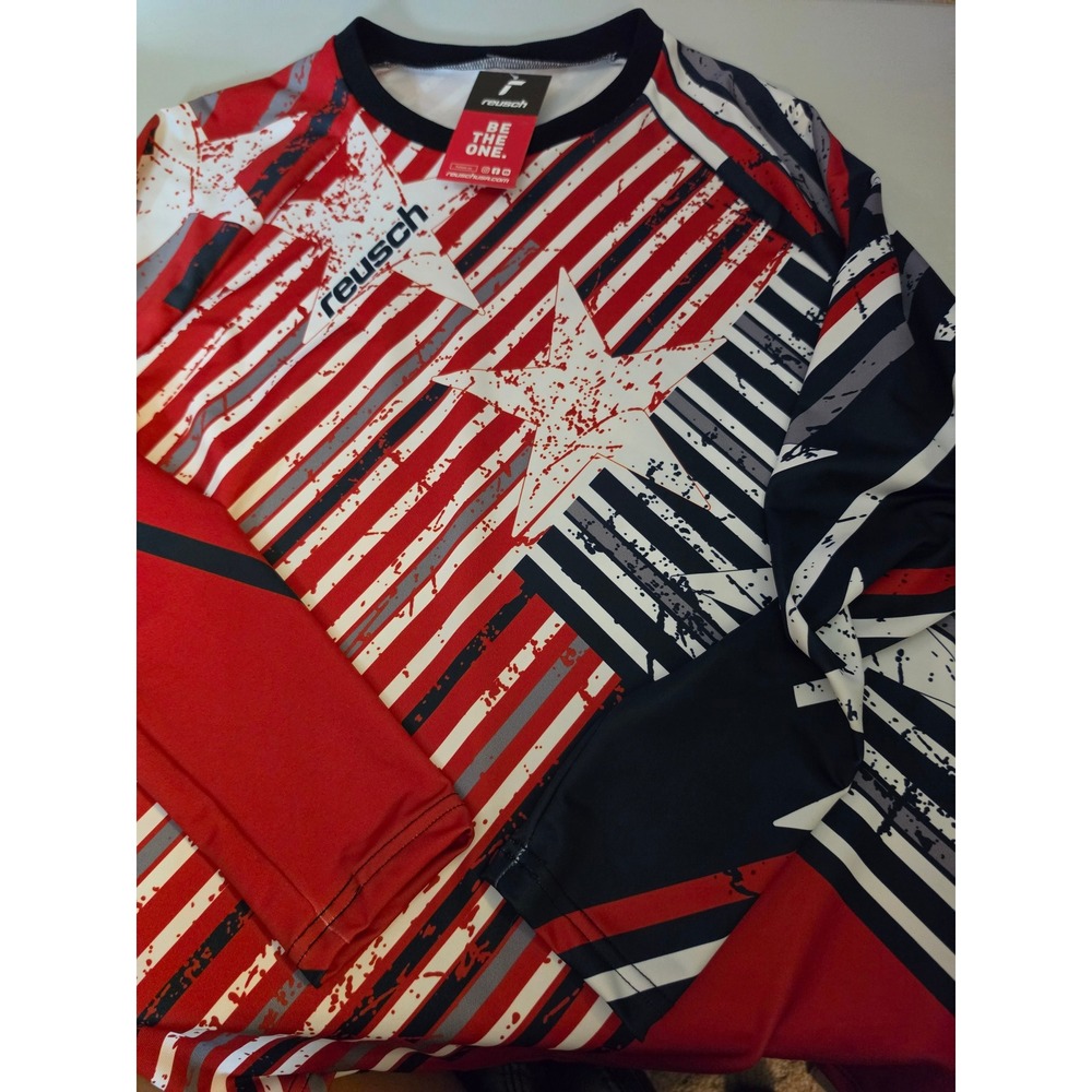 Reusch Patriot II Pro-Fit LS Jersey Red White Blue Stars Stripes Mens AL NEW